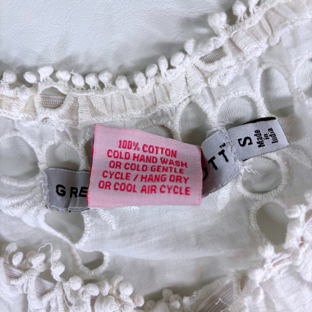Gretchen Scott White Eyelet Lace Bohemian Swim Cover Up Tassel Tie Women's Small - Picture 5 of 9